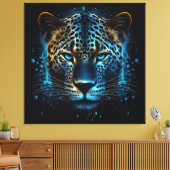 Blue Leopard AI Art Canvas Afdruk (Insitu (Woonkamer))