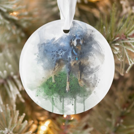 Blue Leopard Catahoula in Waterverf Ornament (Boom)