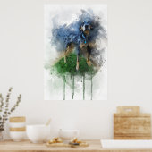 Blue Leopard Catahoula in Waterverf Poster (Keuken)