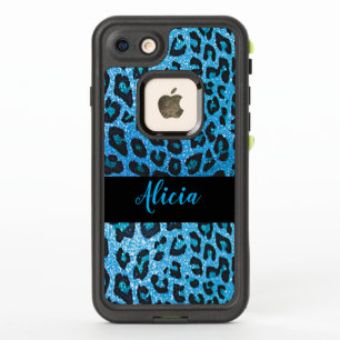Blue Leopard Faux Glitter Persoonlijke naam