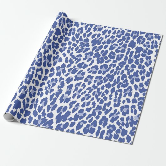Blue Leopard Pattern Cadeaupapier (Uitgerold)