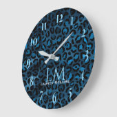 Blue Leopard Personalized Modern Wall Clock Grote Klok (Hoek)