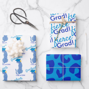 Blue Leopard Print Afstuderen Inpakpapier Vel