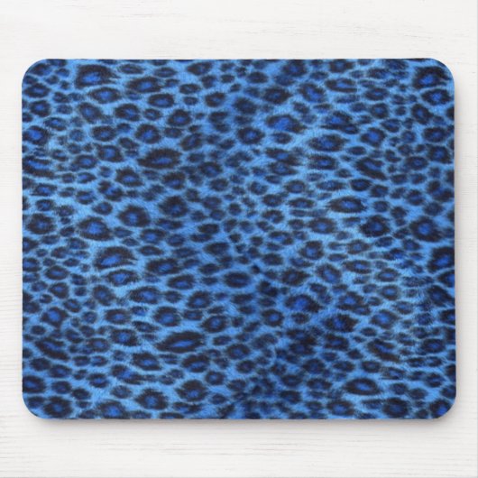 Blue Leopard Print Mousepad Muismat (Voorkant)