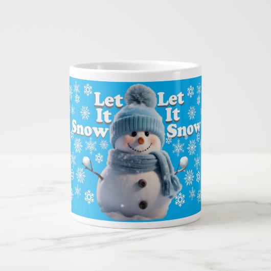 Blue Let It Snow Fun Snowman Specialty Mug (Devant)