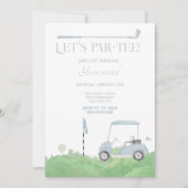Blue let’s par t-shirt Golf Verjaardagsuitnodiging Kaart (Voorkant)
