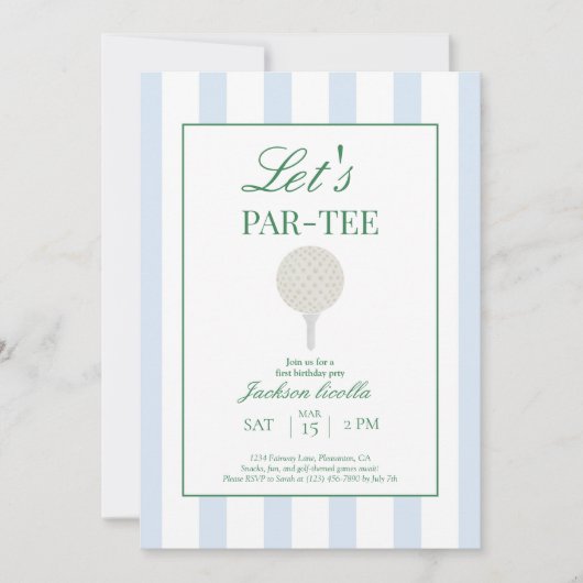 Blue Let’s Par-Tee Golf Invitation d’anniversaire (Devant)