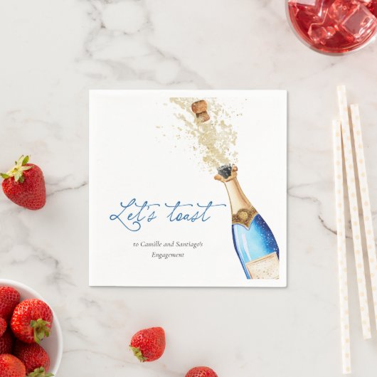 Blue Let's Toast Couples Engagement Party Servet (Insitu)