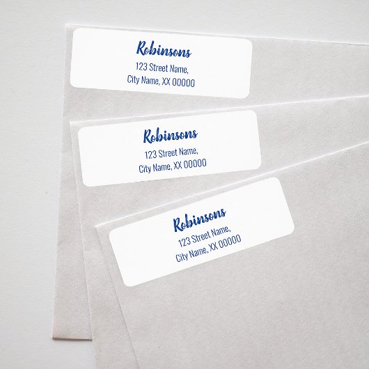 Blue Lettering Family Name Return Label