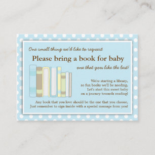 Blue Library Baby shower Book Insert-aanvraagkaart Informatiekaartje