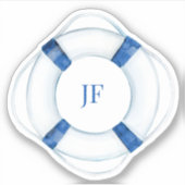 Blue Life Buoy Monogrammed Vinyl Sticker (Voorkant)