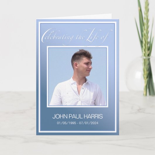 Blue Life Celebration Overlijdensbericht Gevouwen  Programma (Voorkant)