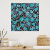 Blue Lifelines Modern Art Abstract Pattern Poster (Keuken)