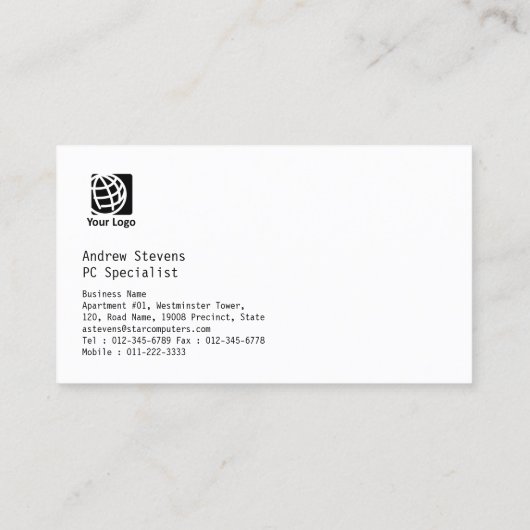 Blue Light Circuits3 Carte de visite de réparation (Dos)