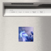 Blue Light Floral Print Square Magnet Magneet (Insitu (Vaatwasser))