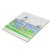 Blue Lighthouse Keramische Tegel Tegeltje (Zijkant)