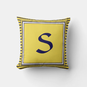Blue Lijst Monogram Letter Stripes Cushion Kussen