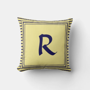 Blue Lijst Monogram Letter Stripes Cushion Kussen