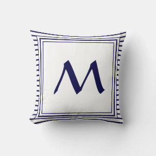Blue Lijst Monogram Letter Stripes Cushion Kussen