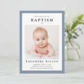 Blue Lijst Simple Baptisme Kaart (Staand voorkant)