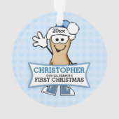 Blue Lil Peanut Baby's eerste Kerstmis Ornament (achterkant)