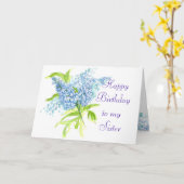 Blue Liliac Spring Bouquet Zuster Verjaardag Kaart (Gele Bloem)