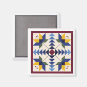 Blue Lilies Barn Quilt Magnet Magneet (Voorkant / Achterkant)