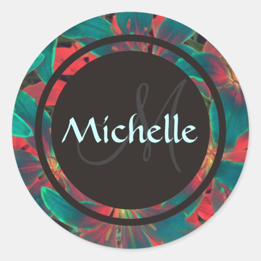 Blue Lilies Monogram & Naam Sealer / Sticker (Voorkant)