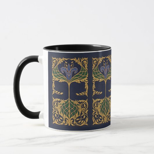 Blue Lily Art Nouveau Mok (Links)