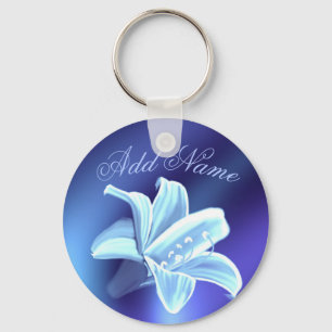 Blue Lily Flower Personalized Sleutelhanger