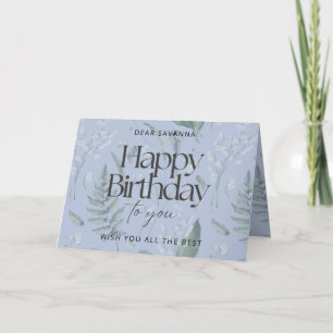 Blue Lily of the Valley Custom Happy Birthday Kaar Kaart