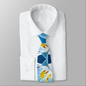Blue Lily Pattern Stropdas (Gebonden)