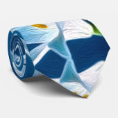 Blue Lily Pattern Stropdas (Opgerold)