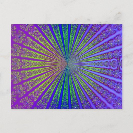 Blue Lime Green Paarse Abstracte Fractal Tunnel Briefkaart (Voorkant)
