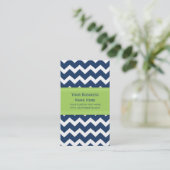Blue Limoen Chevron Retro Visitekaartjes (Staand voorkant)