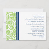 Blue Limoen Damask repesal Dinner Party Kaart (Achterkant)