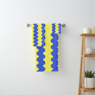 Blue Limoen Wavy Stripe Bold Badkamer Accent Bad Handdoek