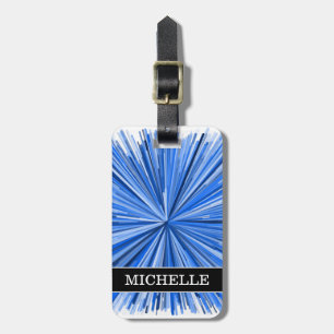 Blue Line Burst Pattern + Custom Name Bagagelabel