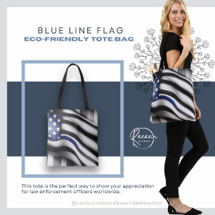 Blue Line Flag Canvas tas