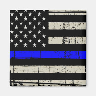 Blue Line Flag Poiliment Support American USA Magneet