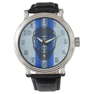 Blue Line Goalie Mask Hockey Wrist Watch Horloge