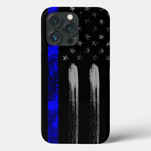 Blue Line Grunge Flag iPhone Case Pro (Achterkant)