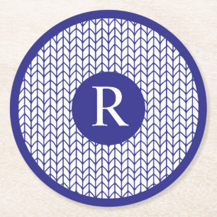 BLUE LINE KNIT Ronde Papieren Onderzetters + Initi