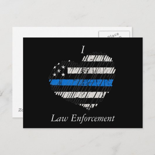 Blue Line Love Briefkaart (Voorkant / Achterkant)