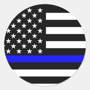 Blue Line US-vlag Ronde Sticker