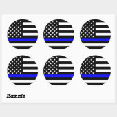 Blue Line US-vlag Ronde Sticker (Vel)