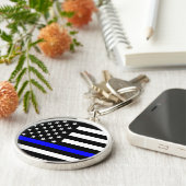 Blue Line US-vlag Sleutelhanger (Zijkant)