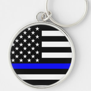 Blue Line US-vlag Sleutelhanger