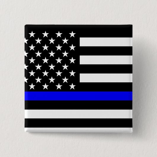 Blue Line US-vlag Vierkante Button 5,1 Cm (Voorkant)