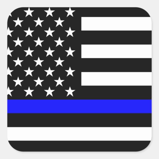 Blue Line US-vlag Vierkante Sticker (Voorkant)
